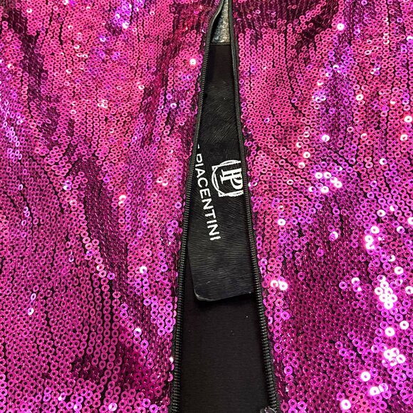 LE PIACENTINI Fuchsia Sequin Evening  Gown. Made in Italy. Size IT 42 - Picture 9 of 11